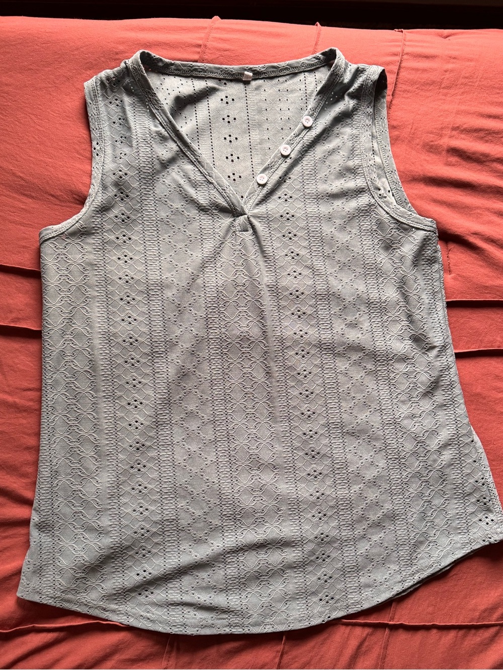 Sleeveless Eyelet Knit Tank Top - Sage Green